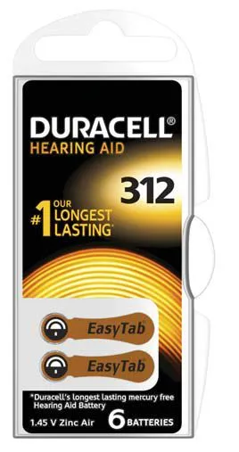 Duracell DA312 Easy Tab baterie do naslouchadel 6 ks
