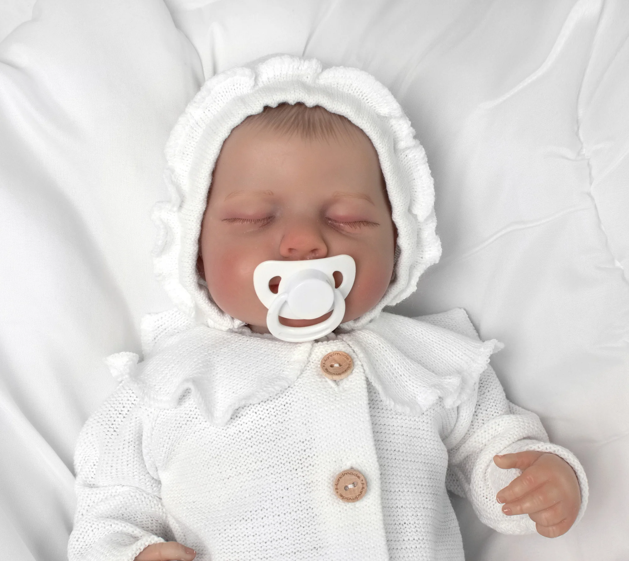 Baby Nellys Pletená čepička bonetka Girl, bílá, 68/74