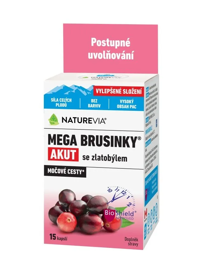 NatureVia Mega brusinky Akut 15 kapslí