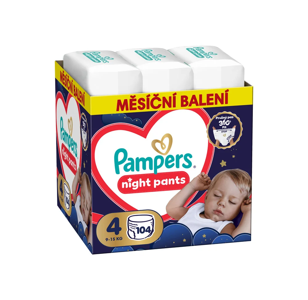 Pampers Night Pants vel. 4 9–15 kg dětské plenkové kalhotky 104 ks
