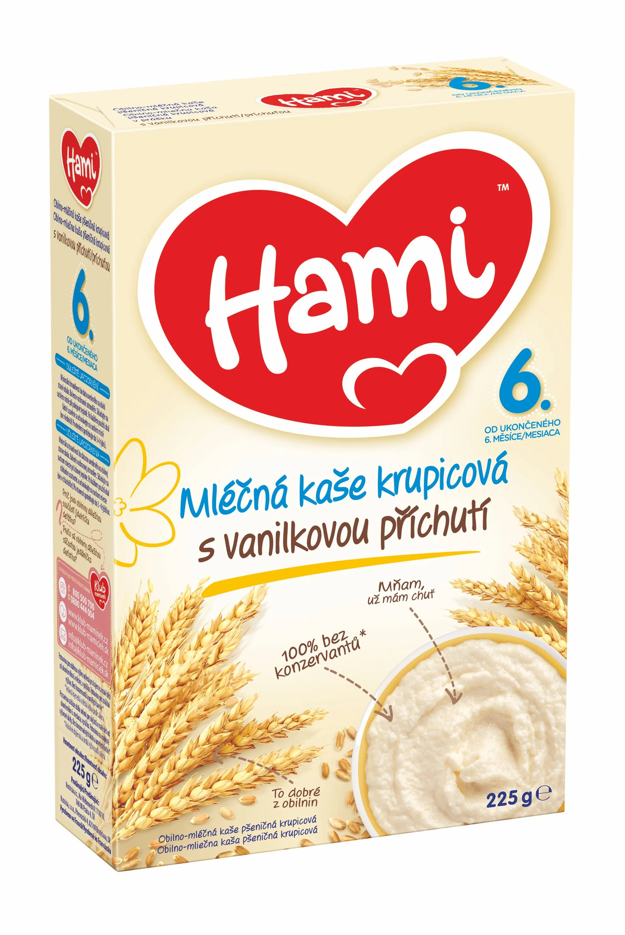 Hami Kaše obilno-mléčná krupicová 6M s vanilkou 225 g