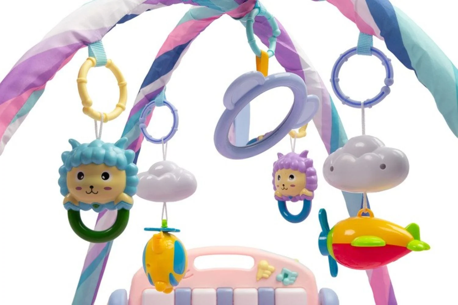 Toyz Vzdelávacia edukačná hracia podložka s hrazdičkou a so zvukmi, Happy, ružová