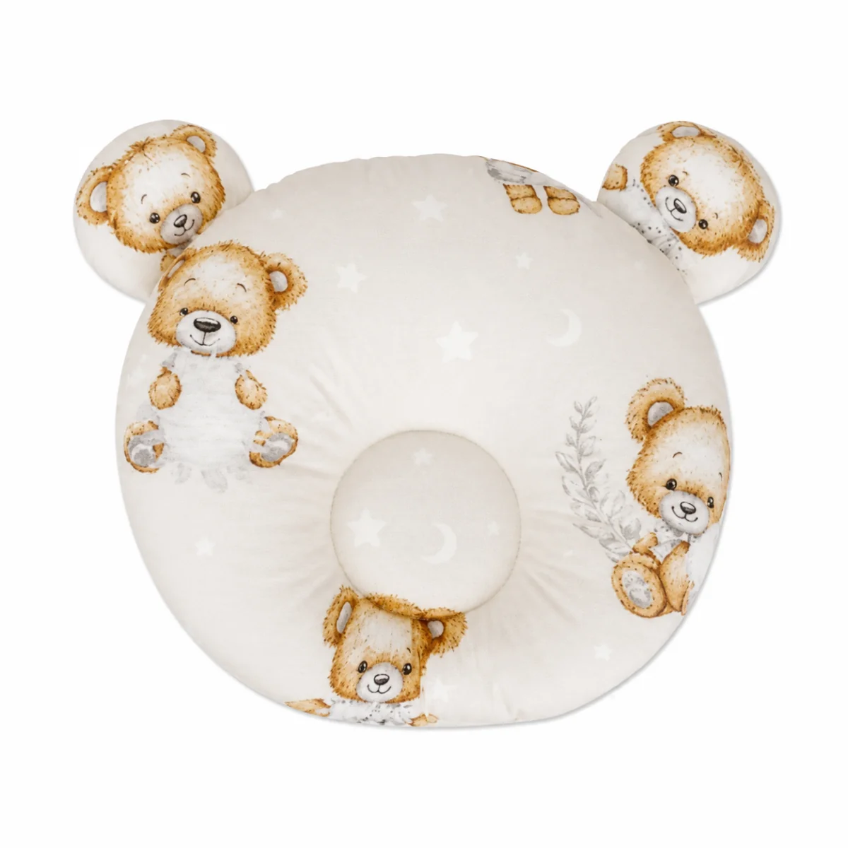 Baby Nellys Bavlněný tvarovaný polštářek Sleep Teddy, béžový