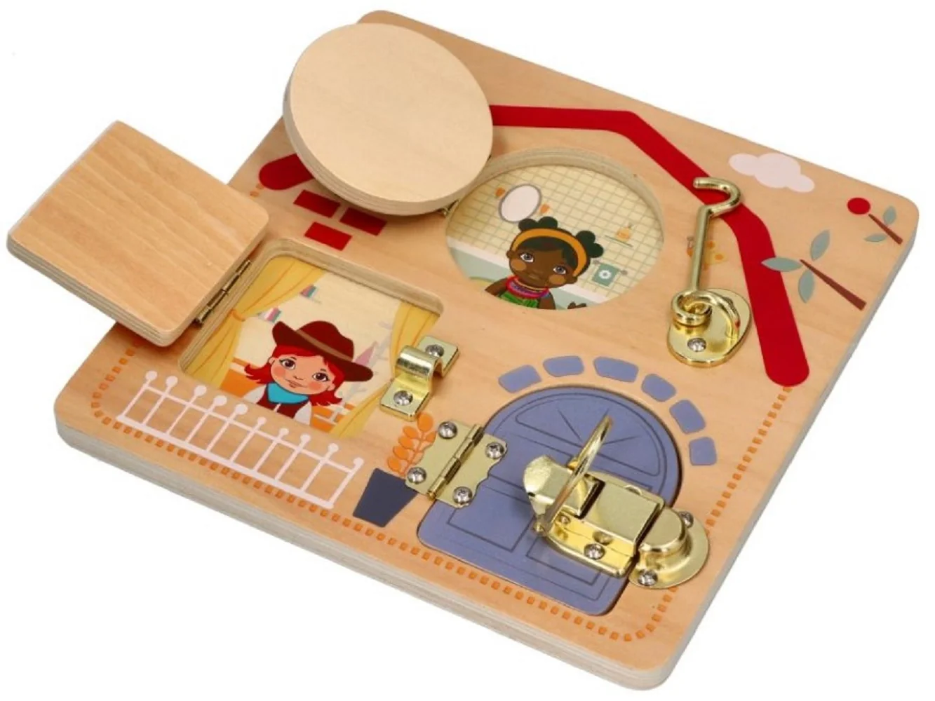 Adam Toys Montesori Vzdělávací tabule se zámky - Děti světa
