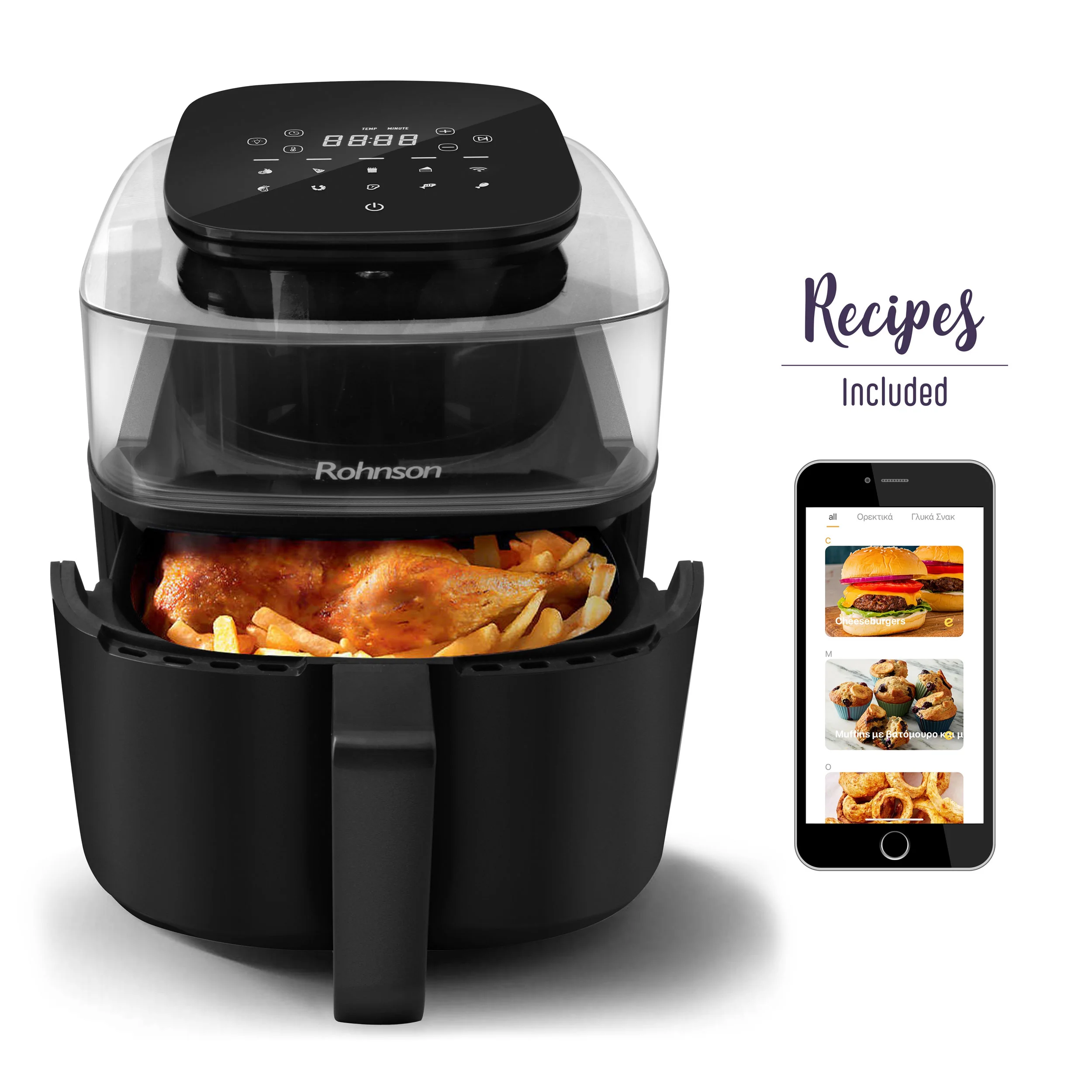 Rohnson Horkovzdušná fritéza R-2838 SmartChef Wi-Fi – 5,5 l