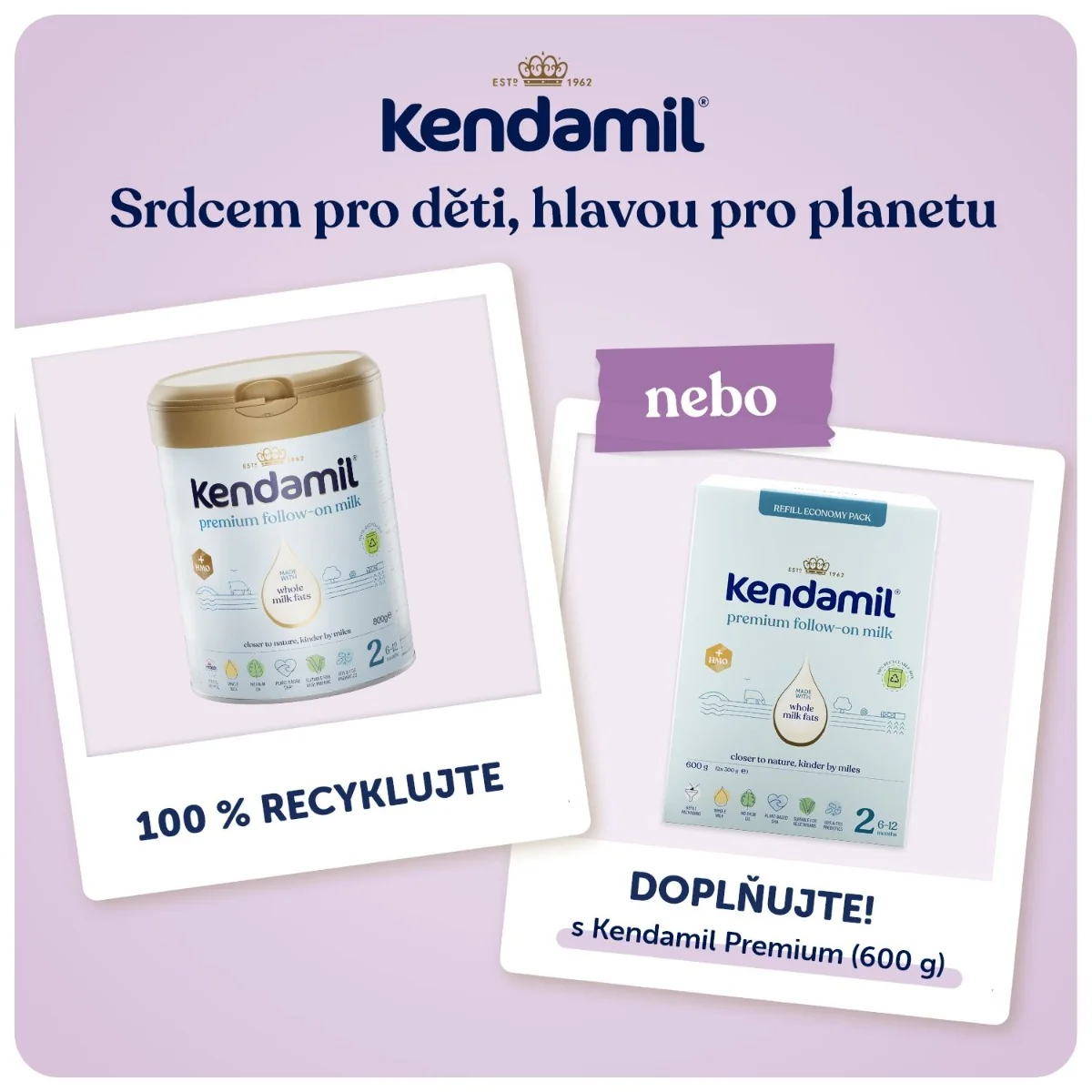 Kendamil 2 Premium Kojenecké pokračovací mléko HMO+ 800 g