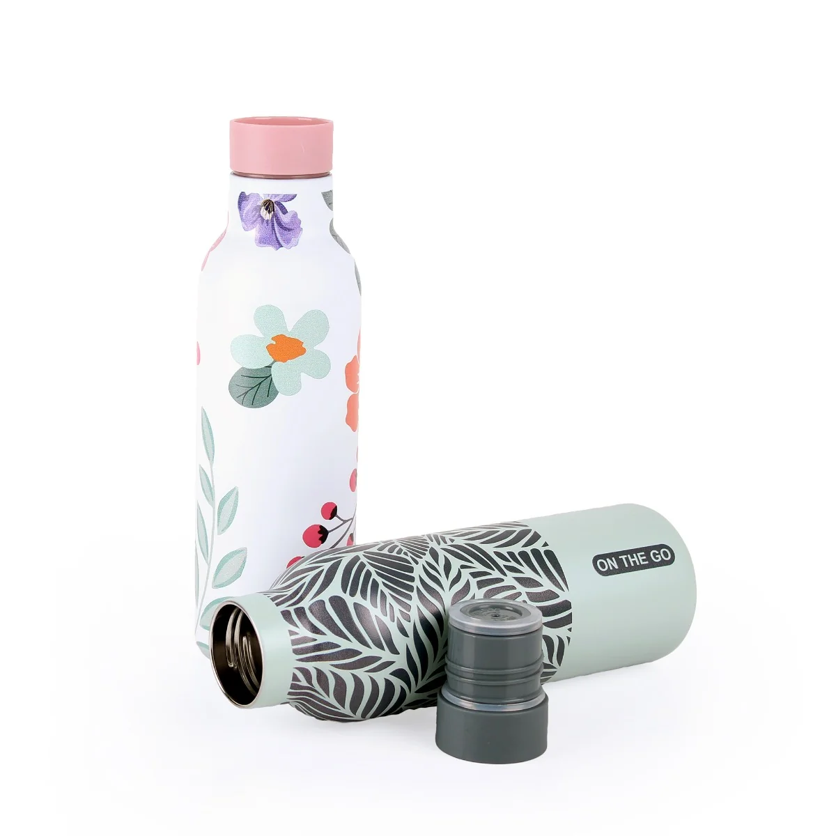 Kitchisimo Termoska 480 ml 1 ks šedá s lístky