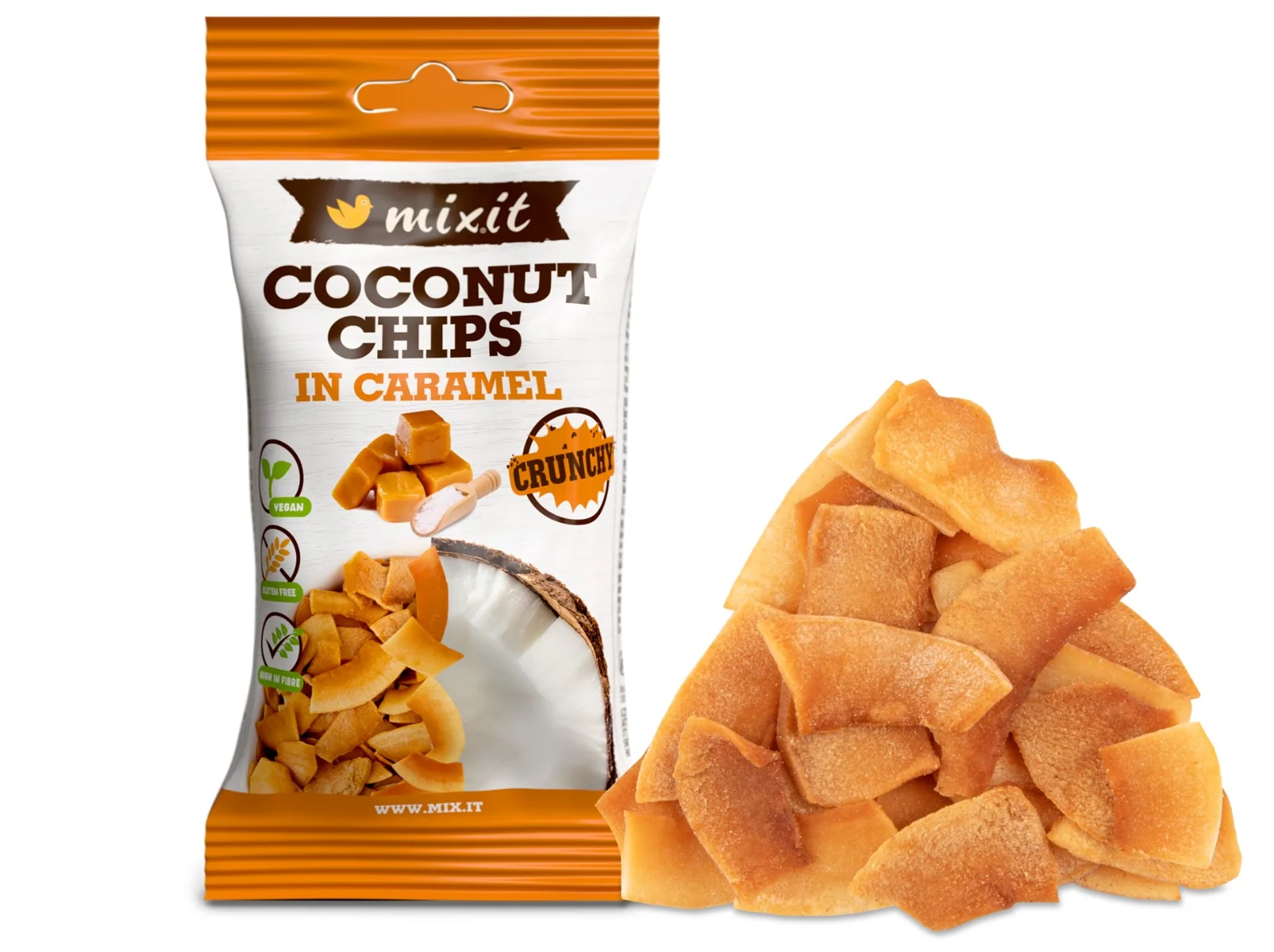 Mixit Kokosové chipsy Karamel 45 g