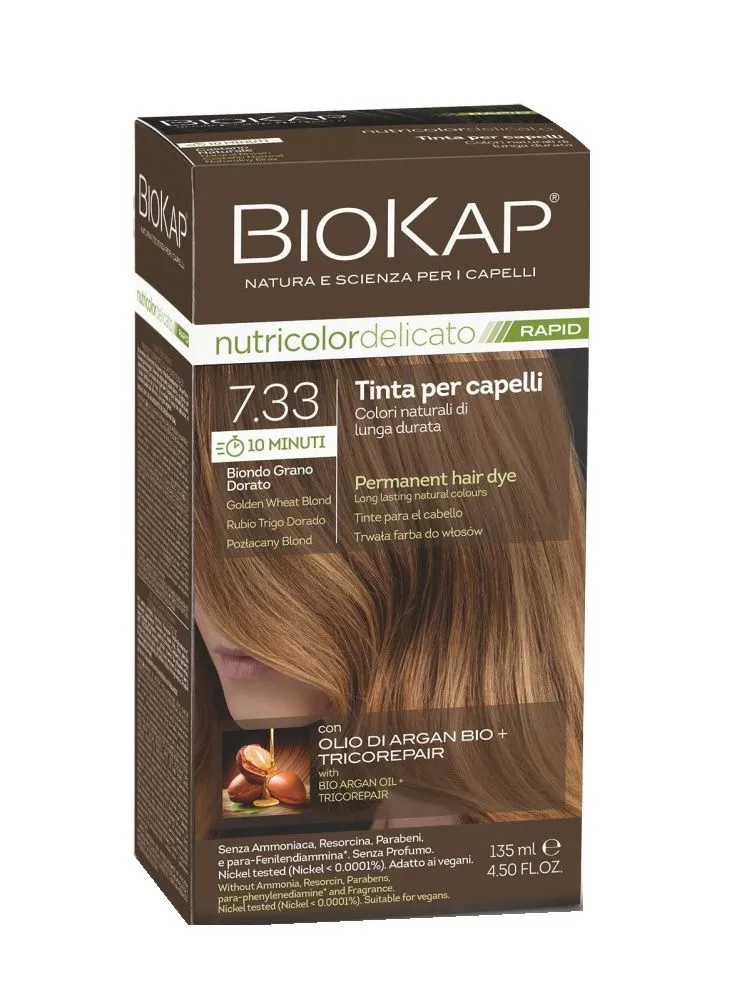 BIOKAP Nutricolor Delicato Rapid 7.33 Blond zlatá pšenice barva na vlasy 135 ml