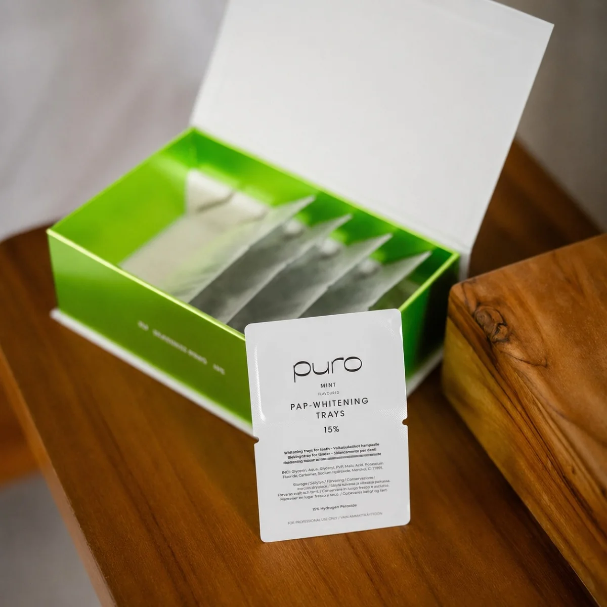 PURO PAP Whitening Trays Mint 15% sada pro domácí bělení 5 párů