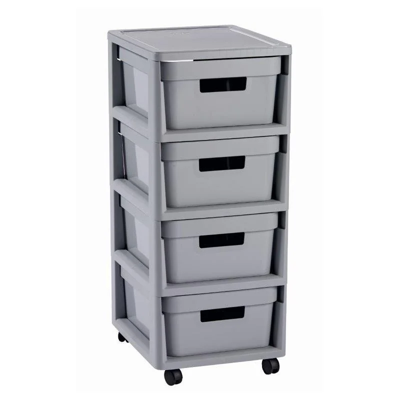 Curver Regál Infinity 4x11L se zásuvkami světle šedý
