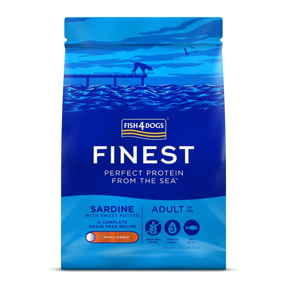 Fish4Dogs Granule malé pro dospělé psy Finest sardinka se sladkými bramborami 1,5 kg, 1+