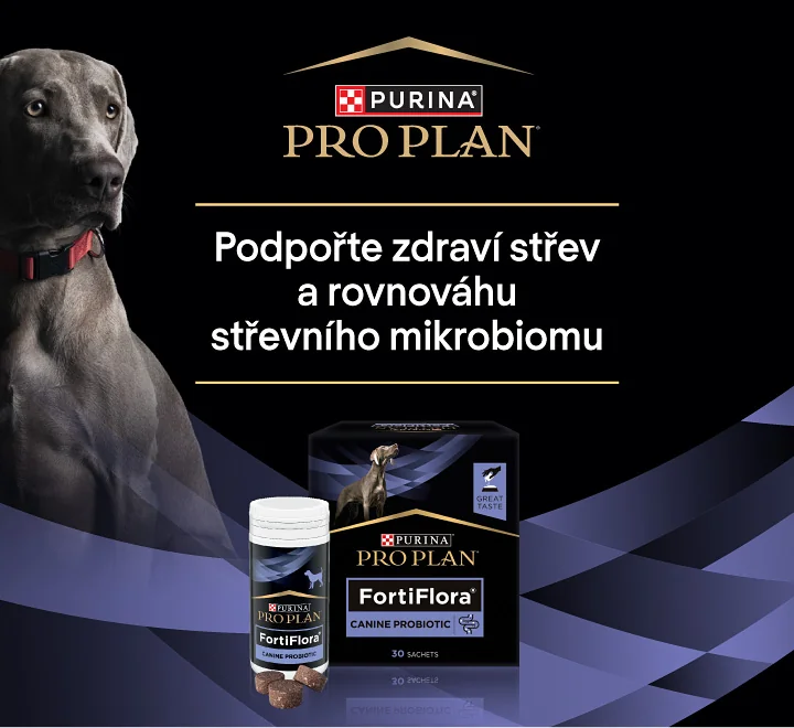 Podpořte zdraví střev a rovnováhu střevního mikrobiomu. Purina Pro Plan.