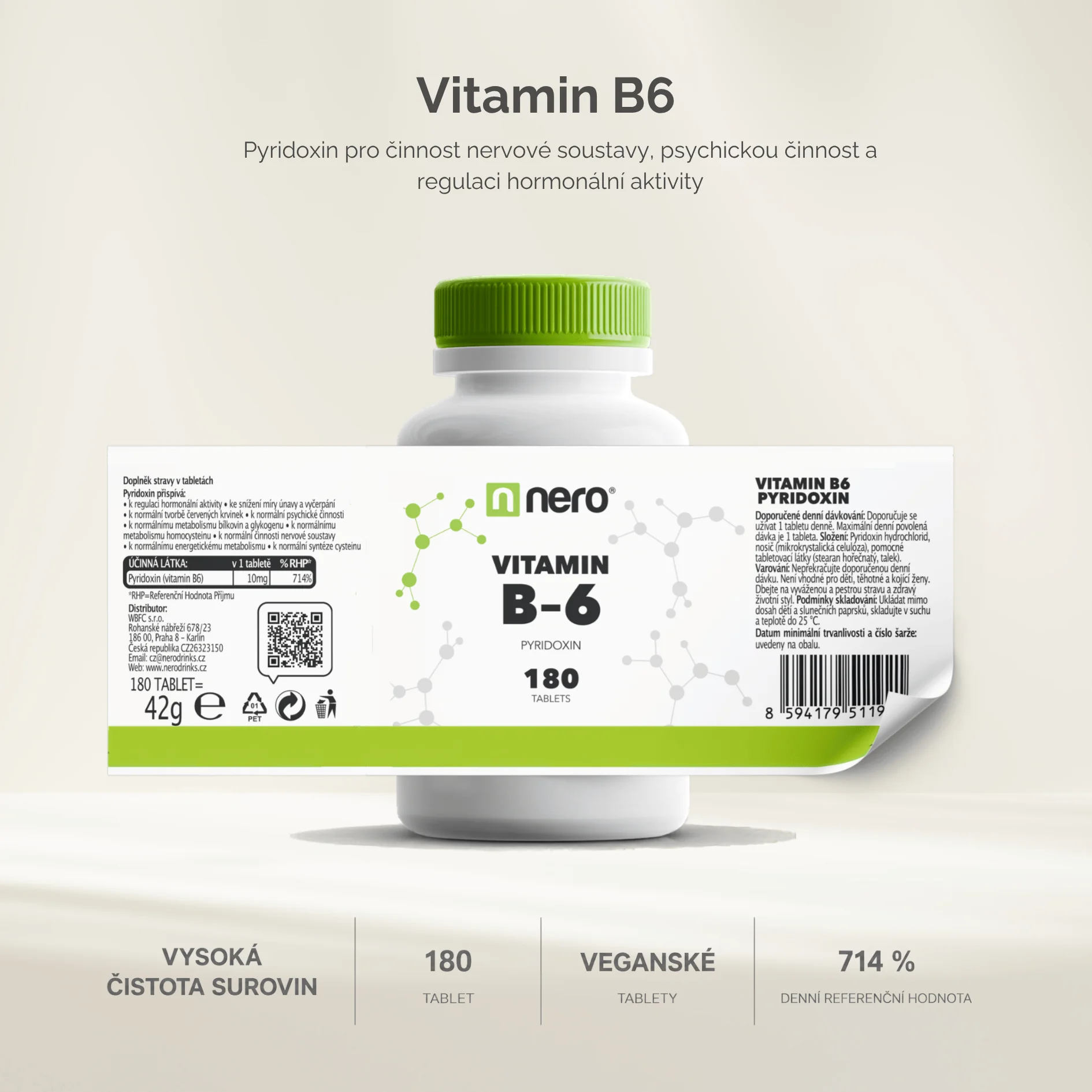 NERO Vitamin B6 Pyridoxin Premium 180 tablet