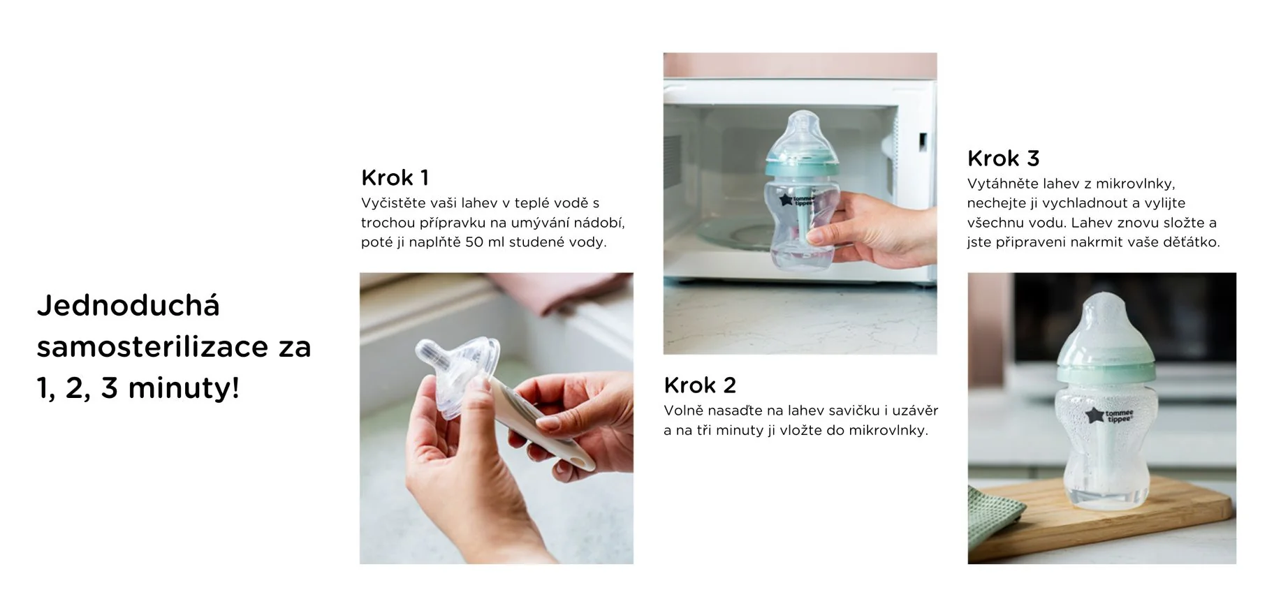 Tommee Tippee Natural Start Anti-Colic Samosterilizační lahvičky 0m+ novorozenecký starter kit bílý