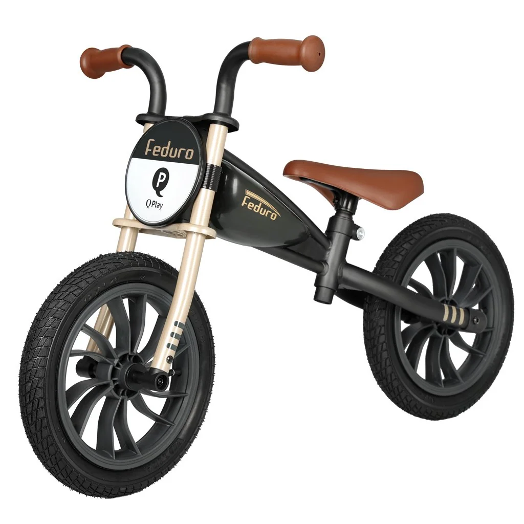 QPlay Odrážedlo Feduro Black/Golden, věk 3-6 let, do 30 kg