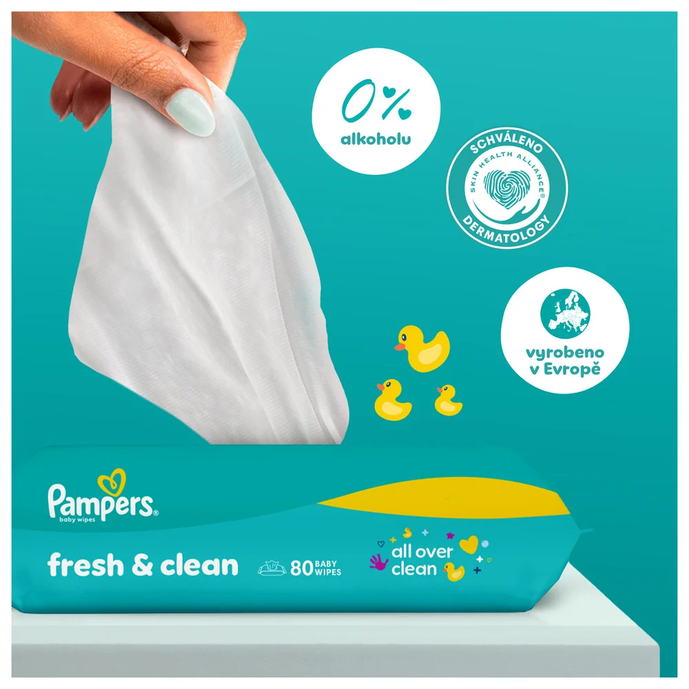 Pampers Fresh Clean dětské čisticí ubrousky 12x80 ks