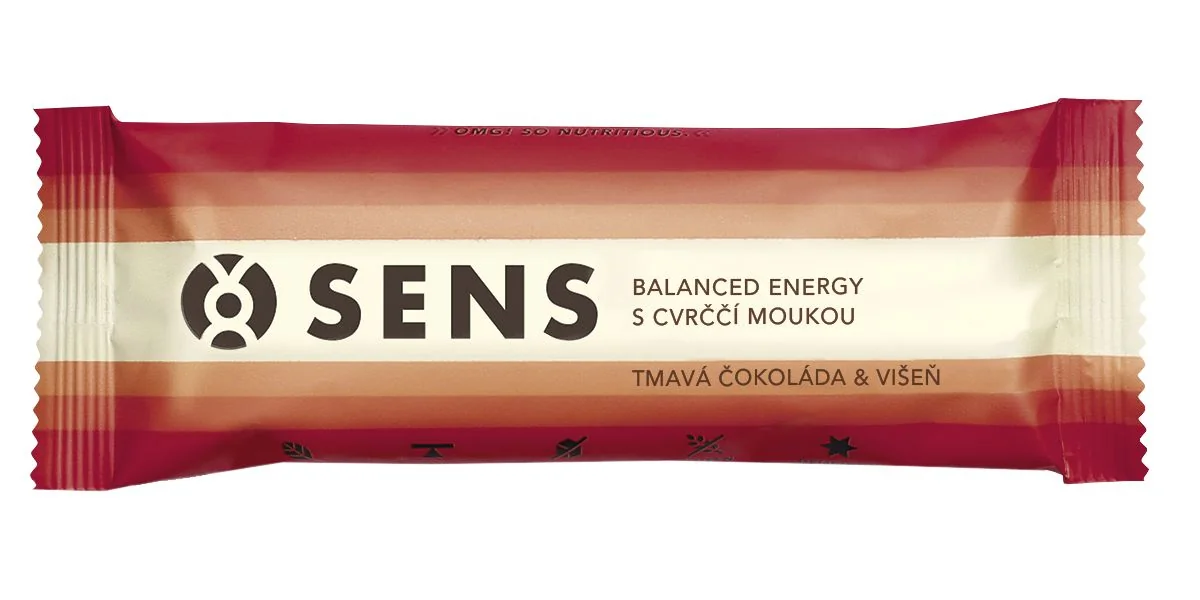 SENS Energy bar DarkChocolate & SourCherry s cvrččí moukou tyčinka 50 g