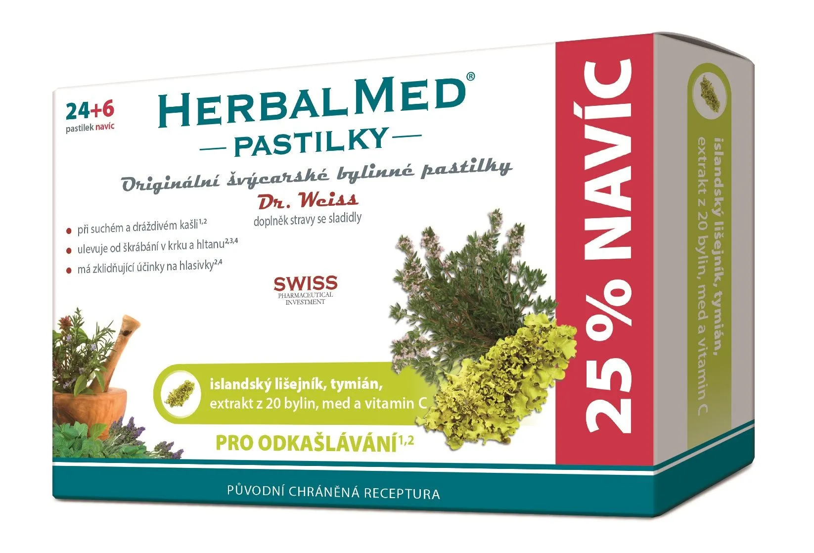 Dr. Weiss HerbalMed Islandský lišejník + tymián + med + vitamin C