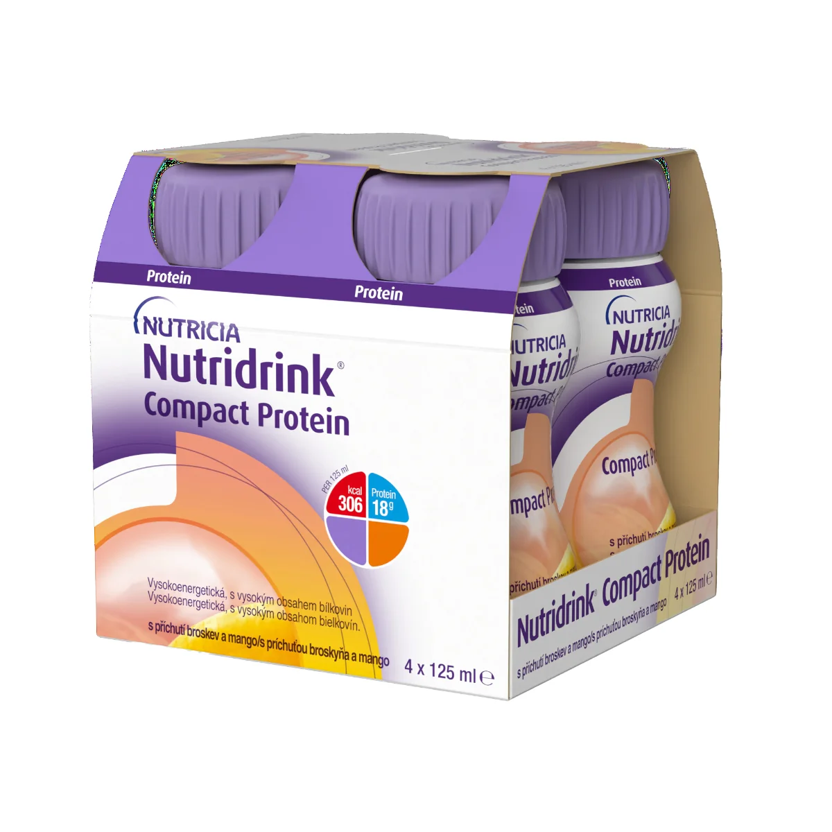 Nutridrink Compact Protein s příchutí broskev/mango 4x125 ml