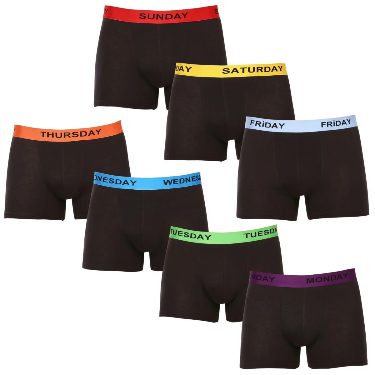 Nedeto 7PACK pánské boxerky černé (7NB001-week) 3XL 