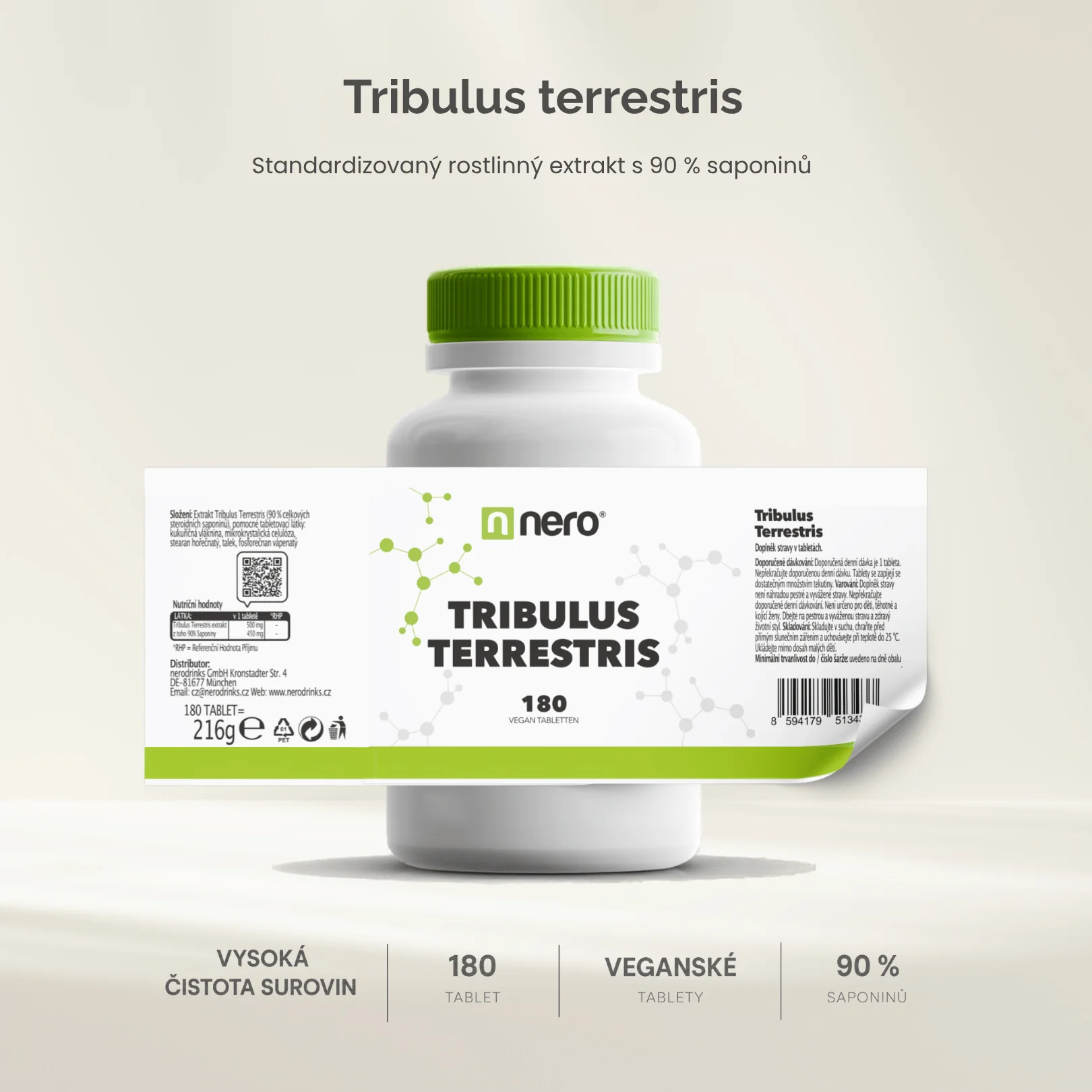 NERO Tribulus Terrestris 500 mg Kotvičník zemní 180 tablet