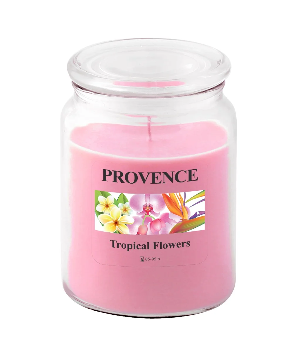 Provence Svíčka ve skle s víčkem Tropické květy 510 g