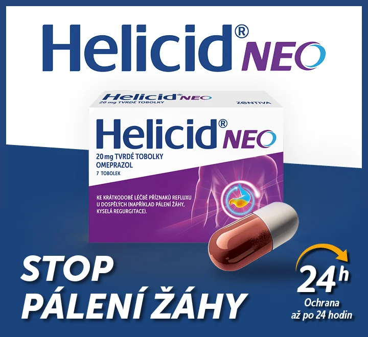 Helicid NEO 20 mg 7 tobolek. Rychlá úleva na celý den i noc.