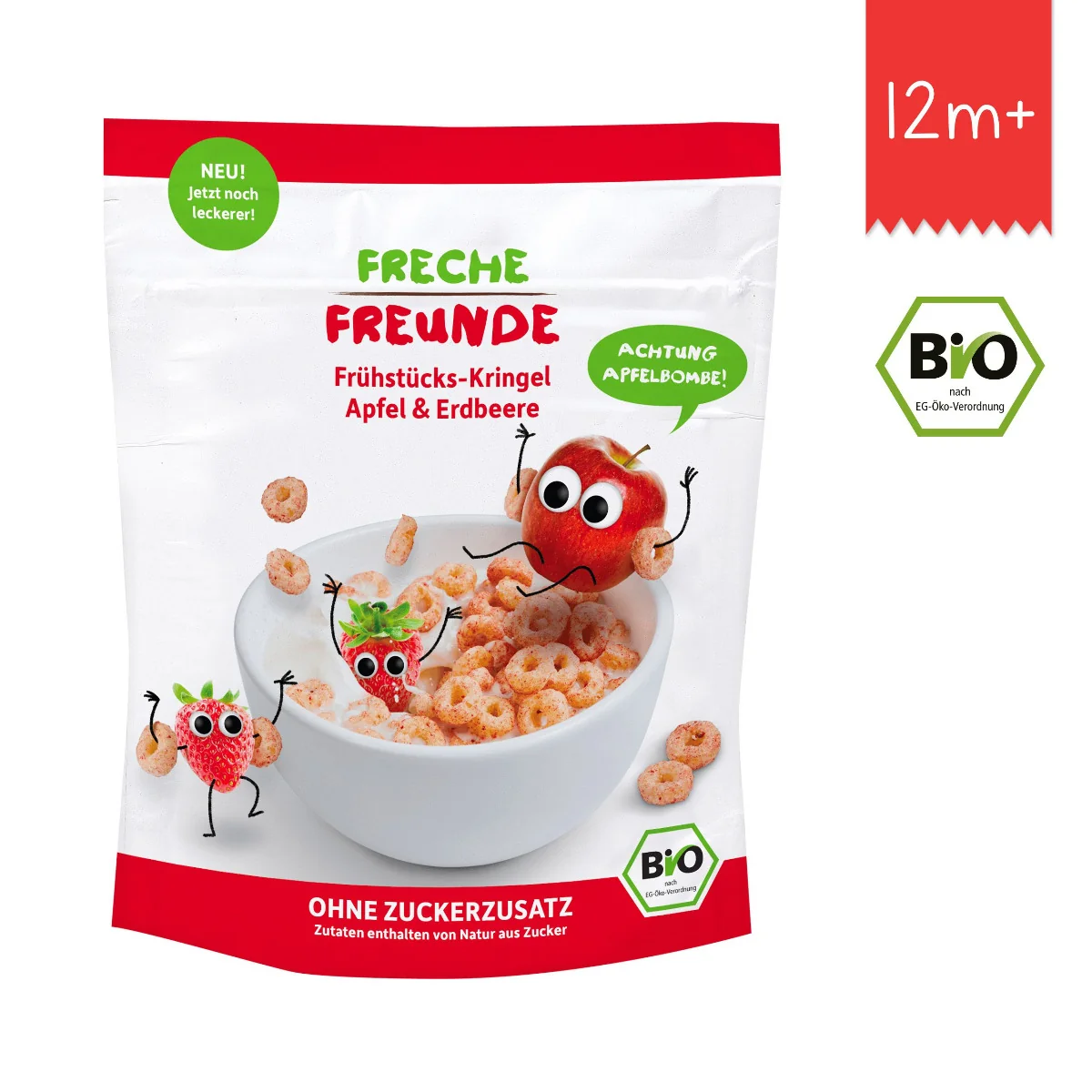 Freche Freunde BIO Cereálie kolečka jablko a jahoda 125 g