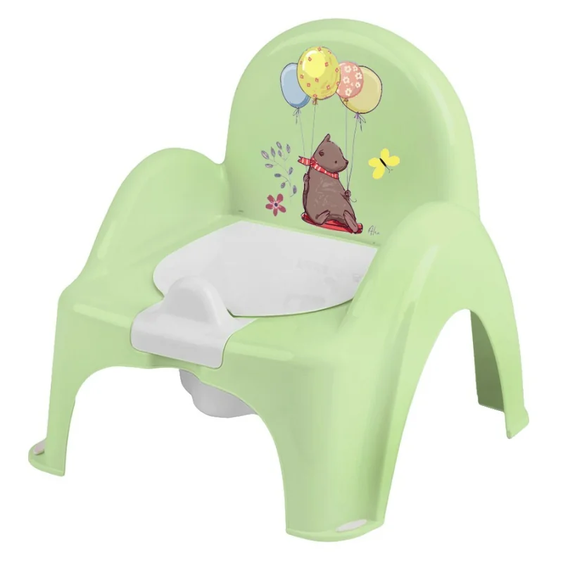 Tega Baby Dětský nočník s melodií a víkem, ergonomický - Medvídek v zelené