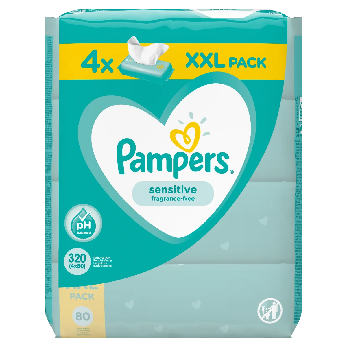 Pampers Sensitive vlhčené ubrousky 4x80 ks