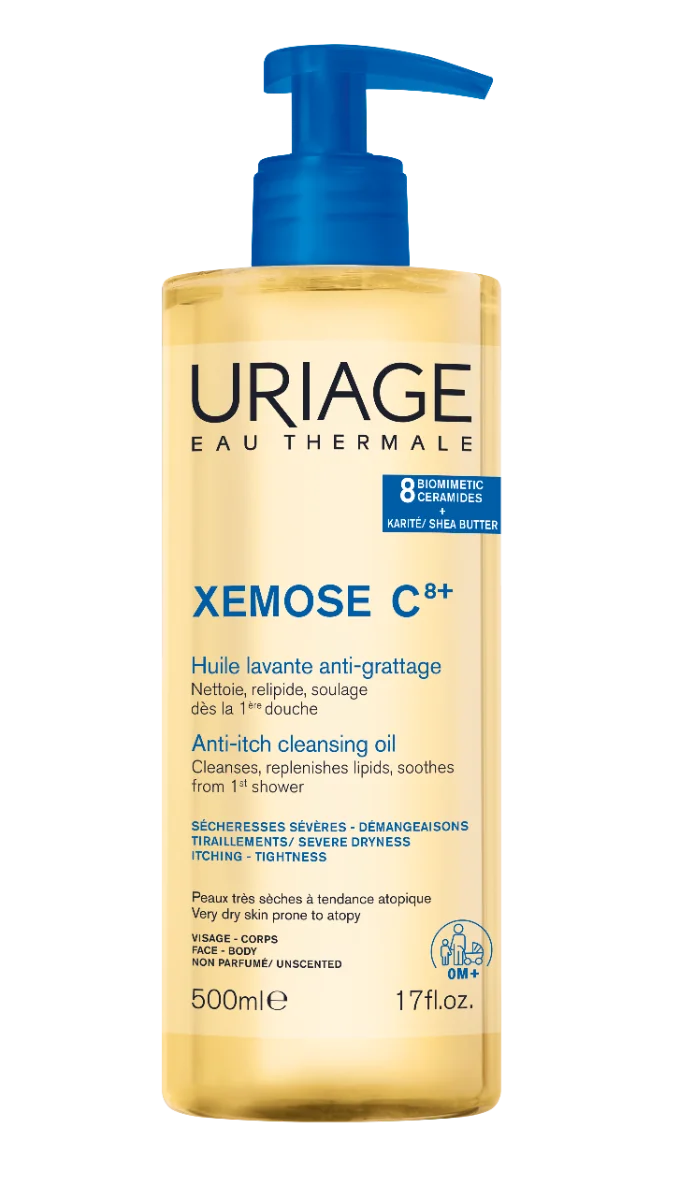 Uriage Xémose C8+ Zklidňující mycí olej pro suchou až atopickou pokožku 500 ml