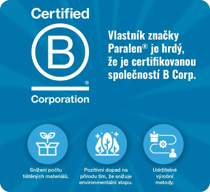 Certified Corporation. Vlastník značky Paralen je hrdý, že je certifikovanou společností B Corp. Certified Corporation. Vlastník značky Paralen je hrdý, že je certifikovanou společností B Corp.
