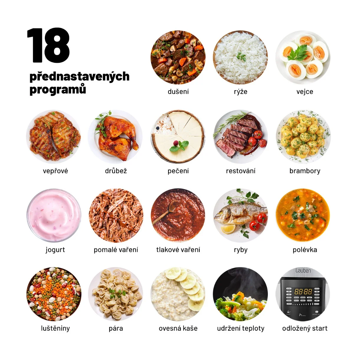 Lauben Multi Cooker 18SB Czech Edition multifunkční tlakový hrnec