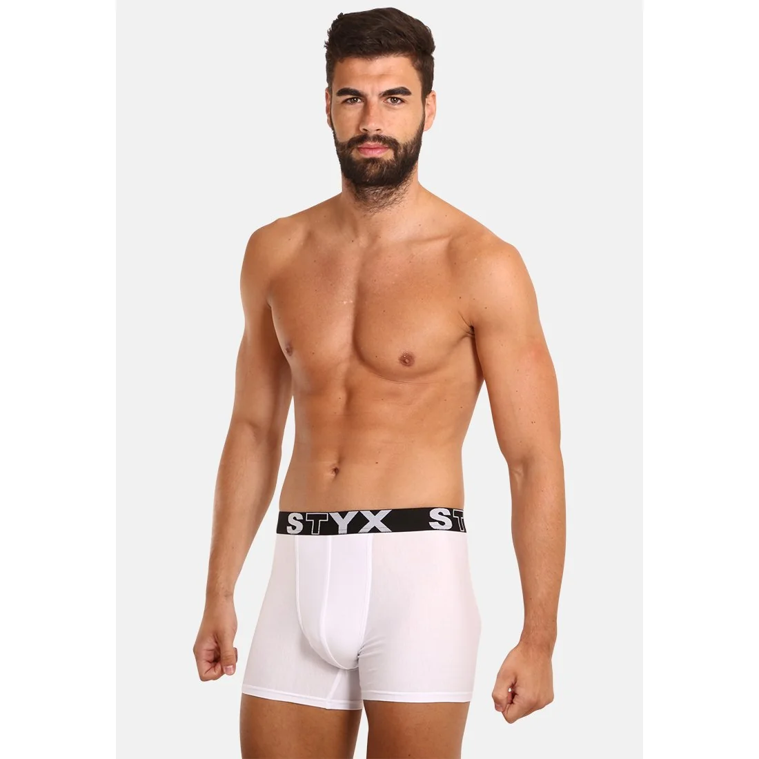 Styx Pánské boxerky long sportovní guma bílé (U1061) XL