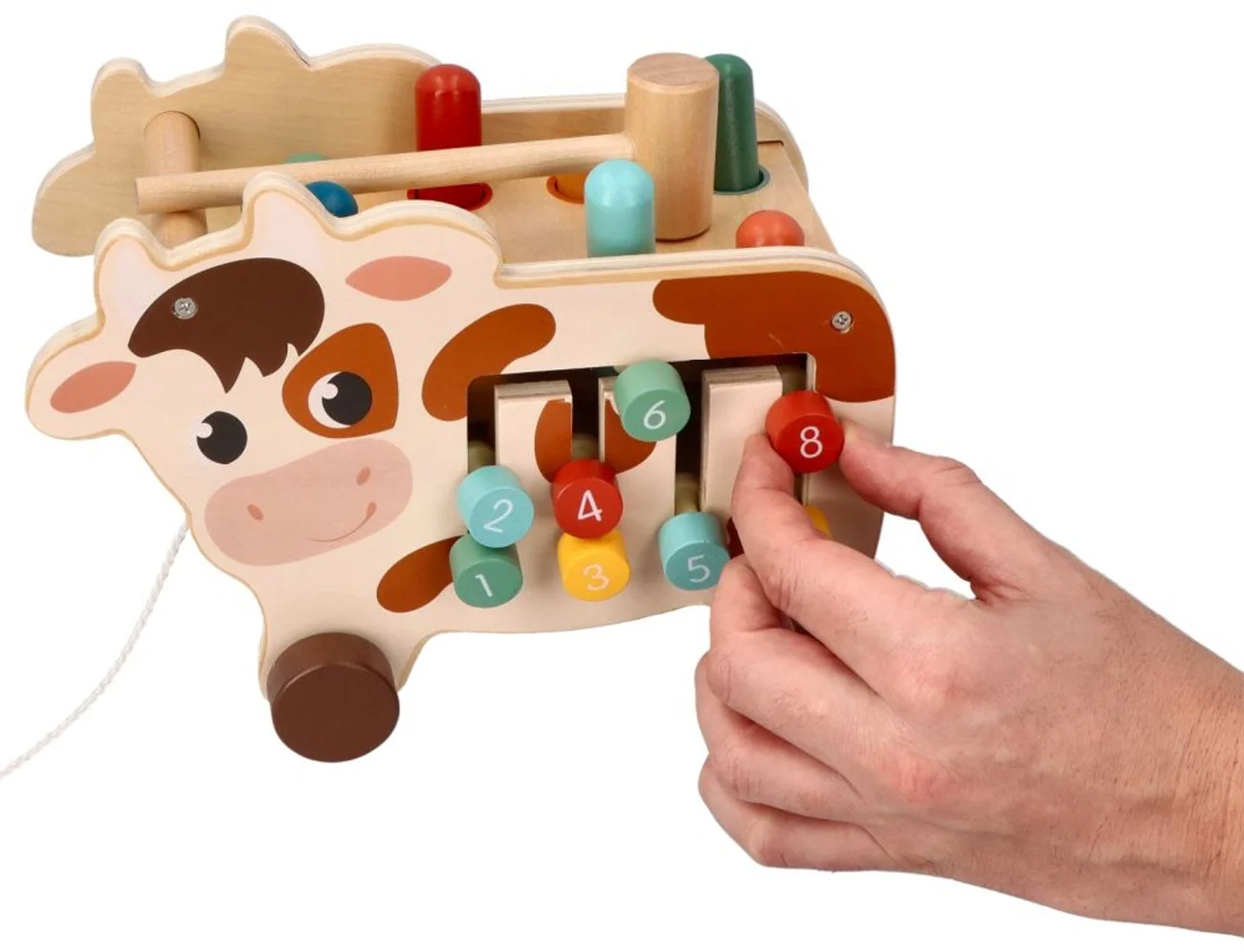 Adam Toys Montessori hračka - aktivní edukační dřevěná,Kravička