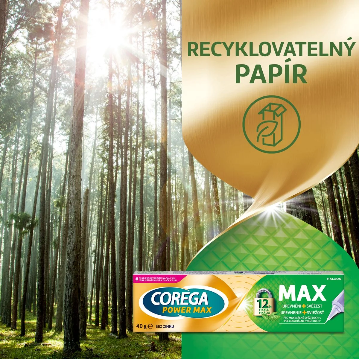 Corega Power Max Upevnění + Svěžest fixační krém 40 g