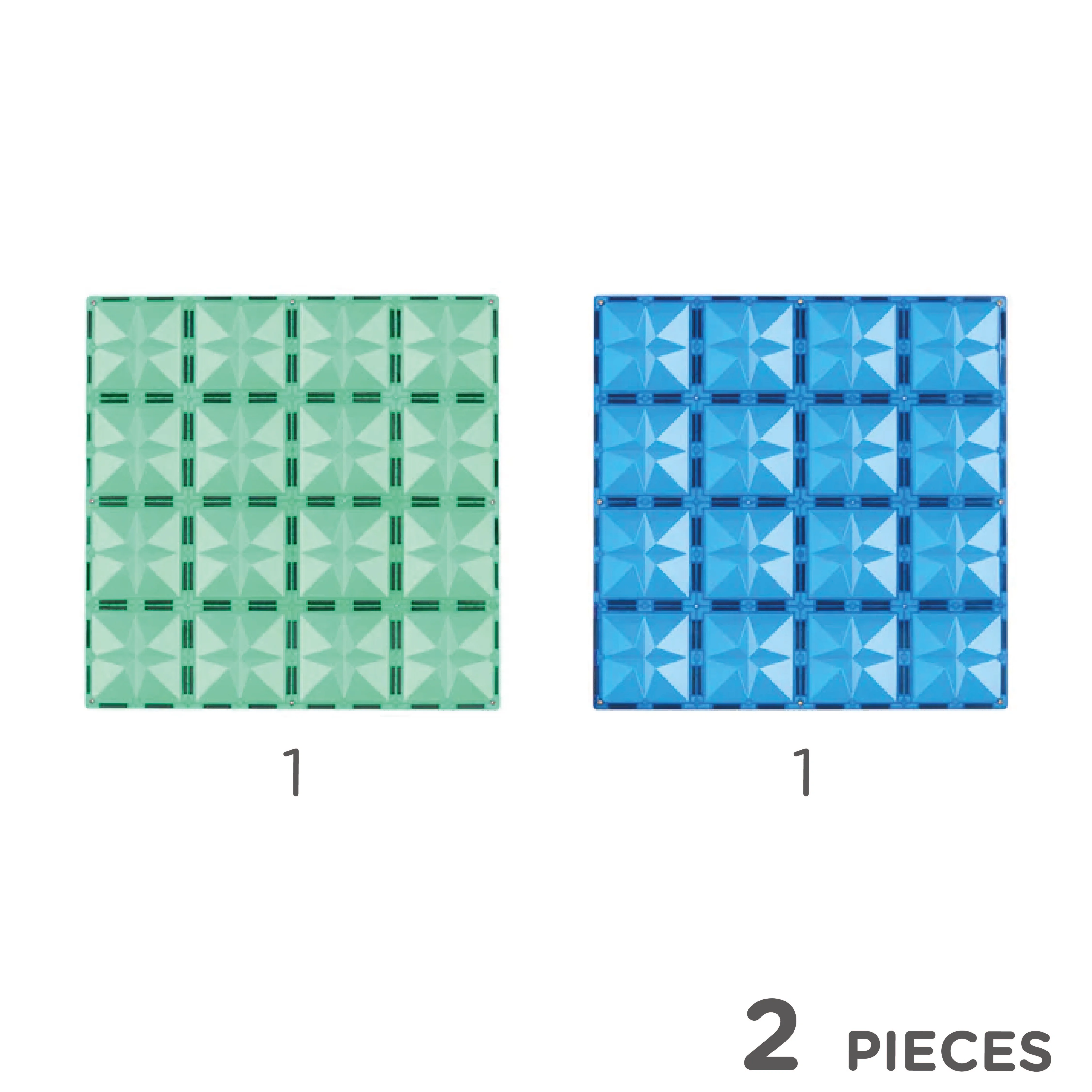 Cleverclixx Magnetická stavebnice - Big Plates Blue Green - 2 ks