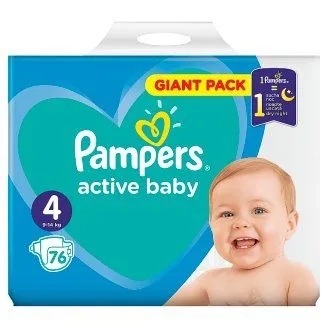 Pampers Active Baby vel. 4 Giant Pack 9-14 kg dětské pleny 76 ks