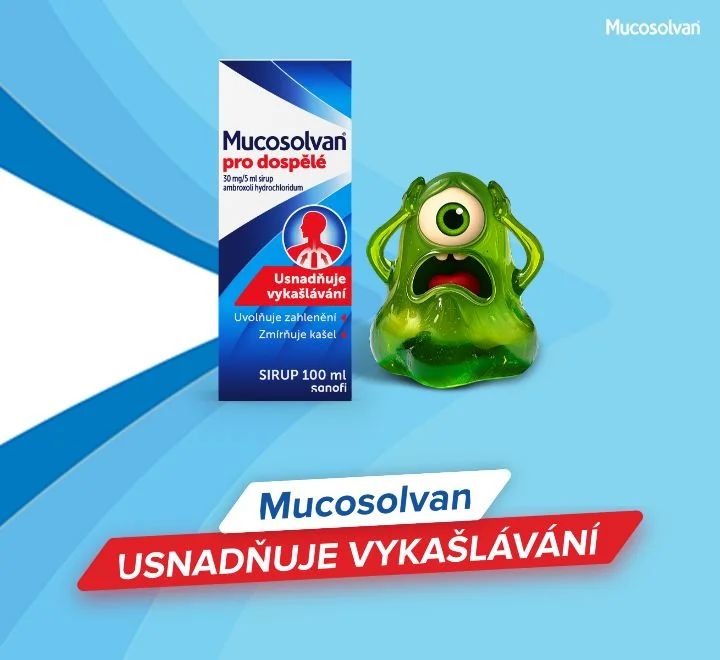 Mucosolvan. Usnadňuje vykašlávání. Mucosolvan. Usnadňuje vykašlávání.
