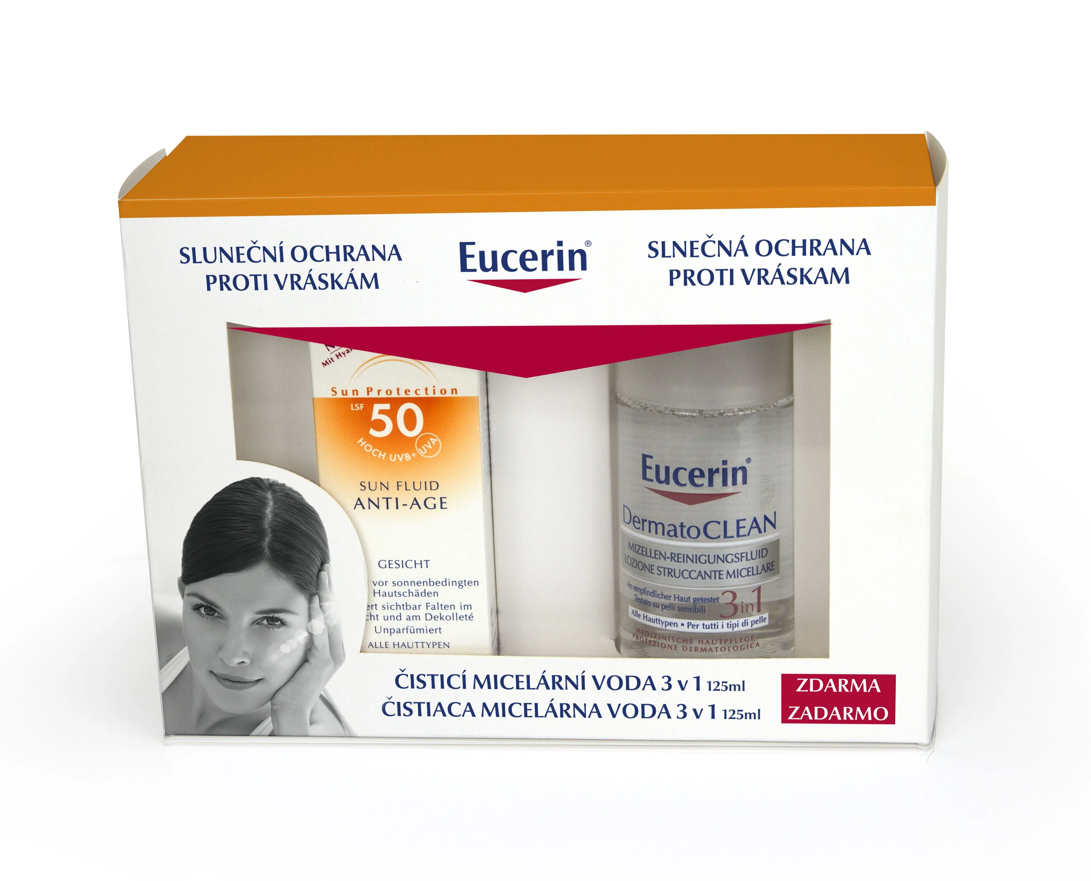 EUCERIN SUN Krém proti vráskám SPF50 50ml + Micelární voda 3v1 125ml