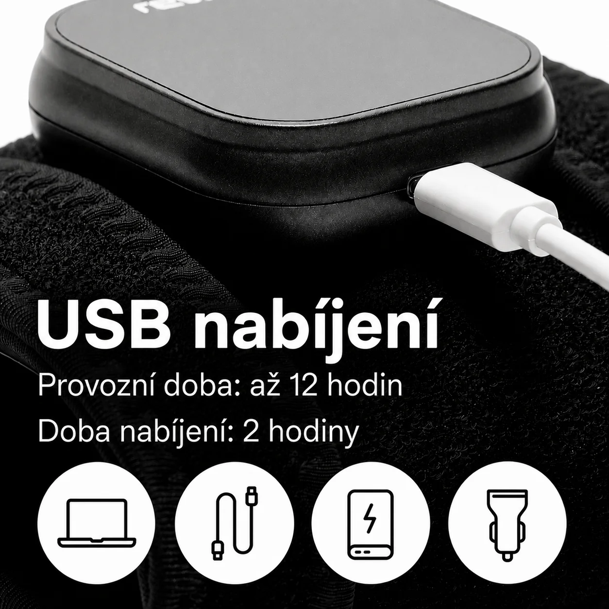 Reviber Pás s infračerveným LED světlem černý