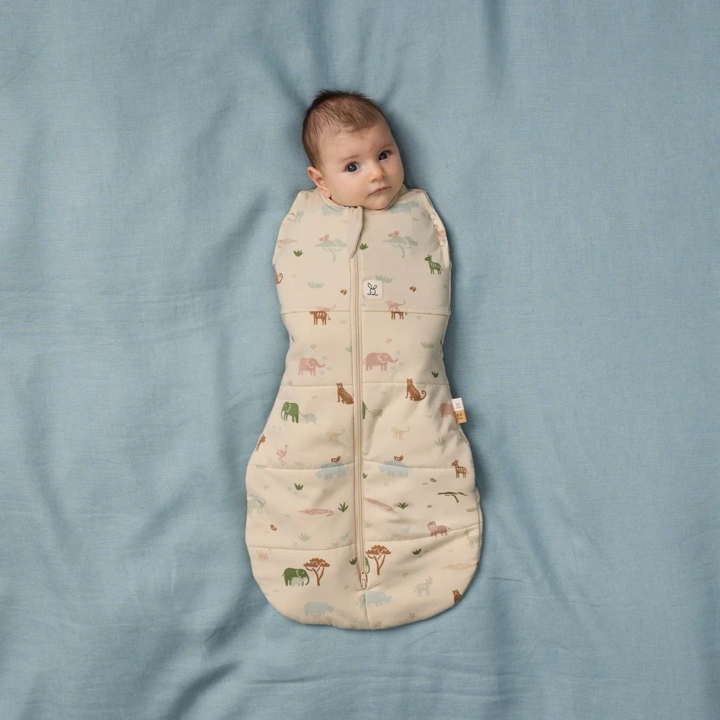 Ergopouch Zavinovačka a vak na spaní 2v1 Cocoon Savannah 0-3 m, 3-6 kg, 2,5 tog