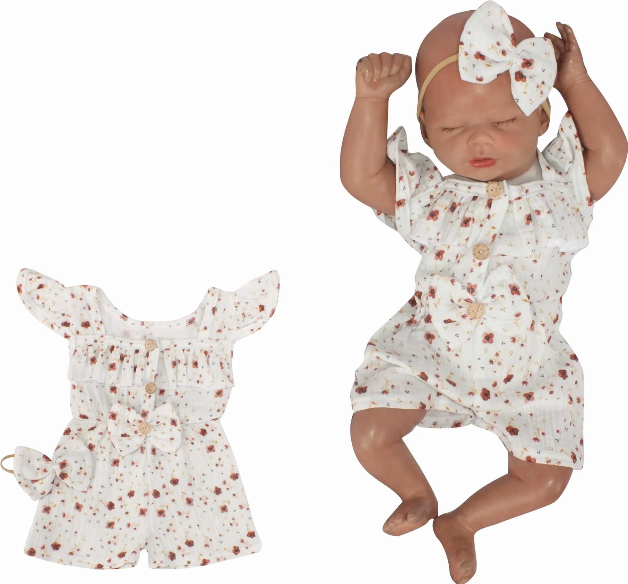 Z&Z Body s nohavičkami kr. rukáv + čelenka, mušelín, 2D sada,, bílá