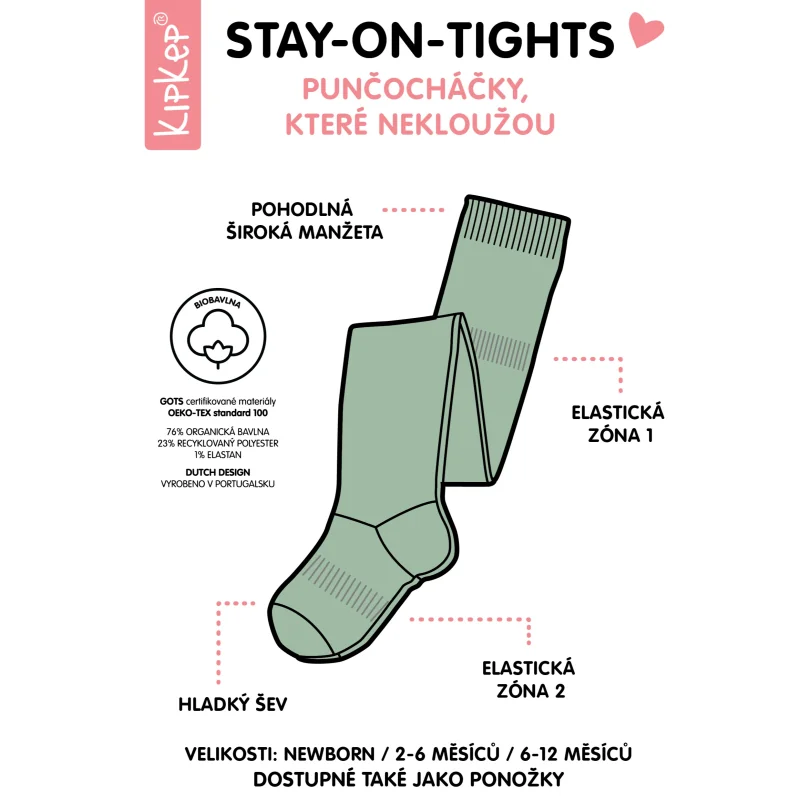 KipKep dětské punčocháče Stay-on-Tights NEWBORN Off White