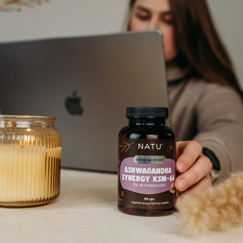 NATU Ashwagandha extrakt KSM-66 s piperinem 90 kapslí