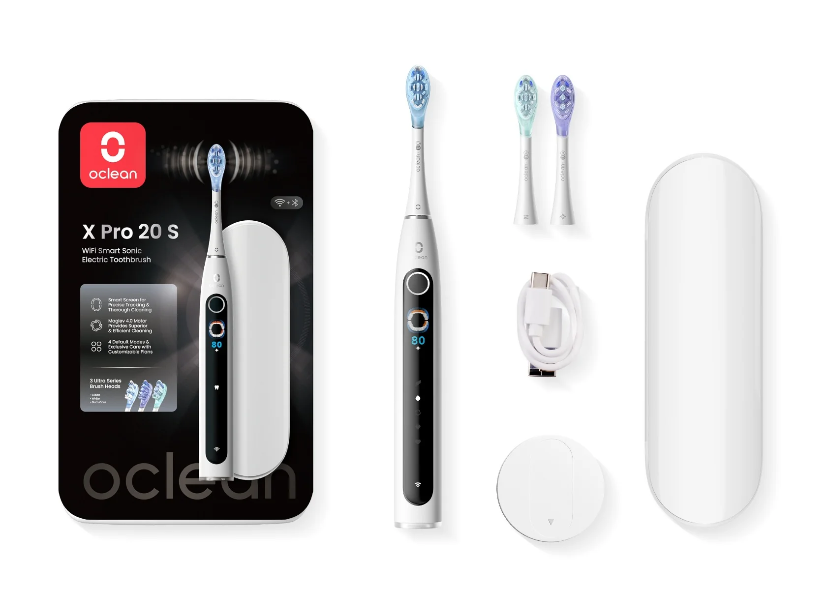 Oclean X Pro 20 S DUO set sonických kartáčků 2 ks černá + bílá
