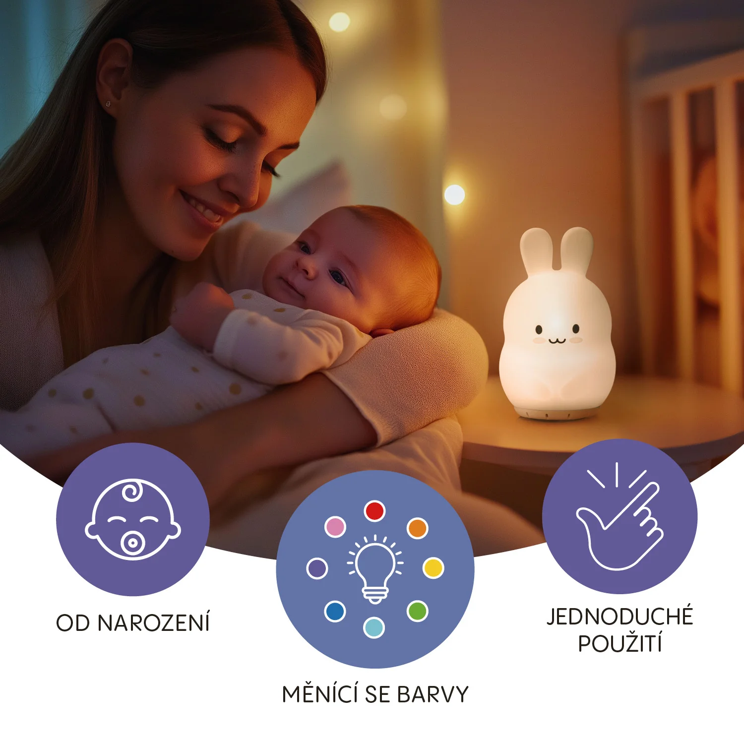 Zopa Silikonová LED noční lampička vel. M, Owl 2