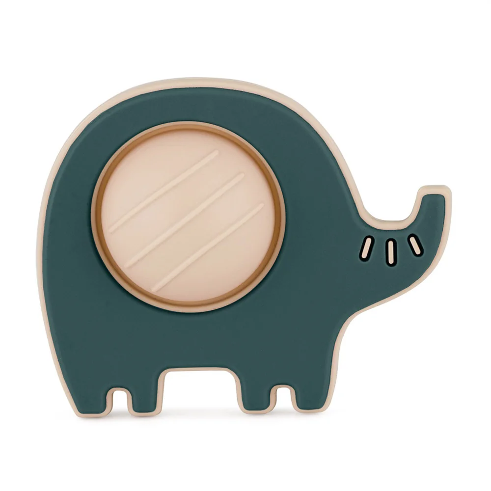 Petite&Mars Elephant Edwin 6m+ silikonová hračka 1 ks misty green