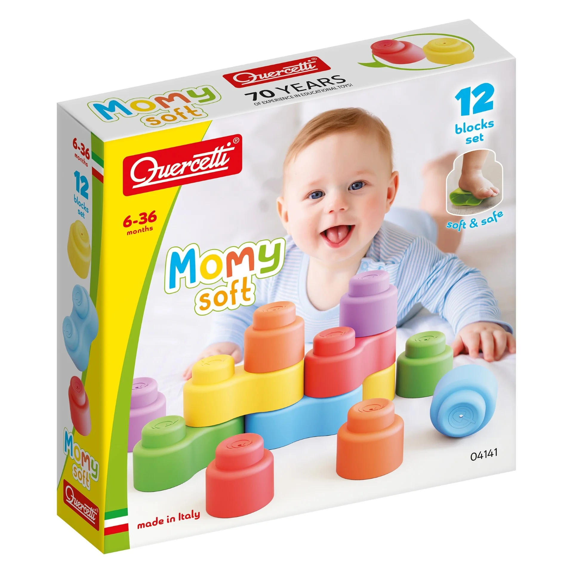 Quercetti Měkké kostky Momy - 12 ks
